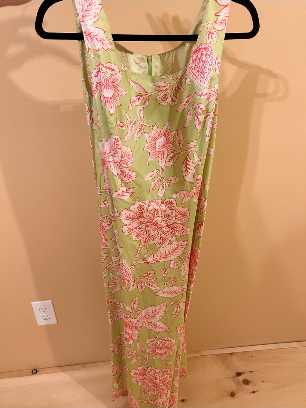 Women’s Cold water Creek Green Floral Maxi Dress with Pink Print